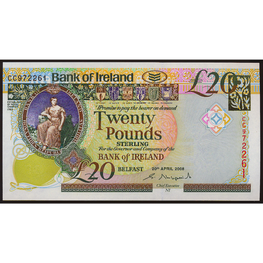 NORTHERN IRELAND P.85a NI237 2008 Bank of Ireland £20 banknote UNC