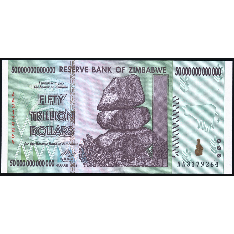 ZIMBABWE P.90 2008 50 Trillion Dollars UNC