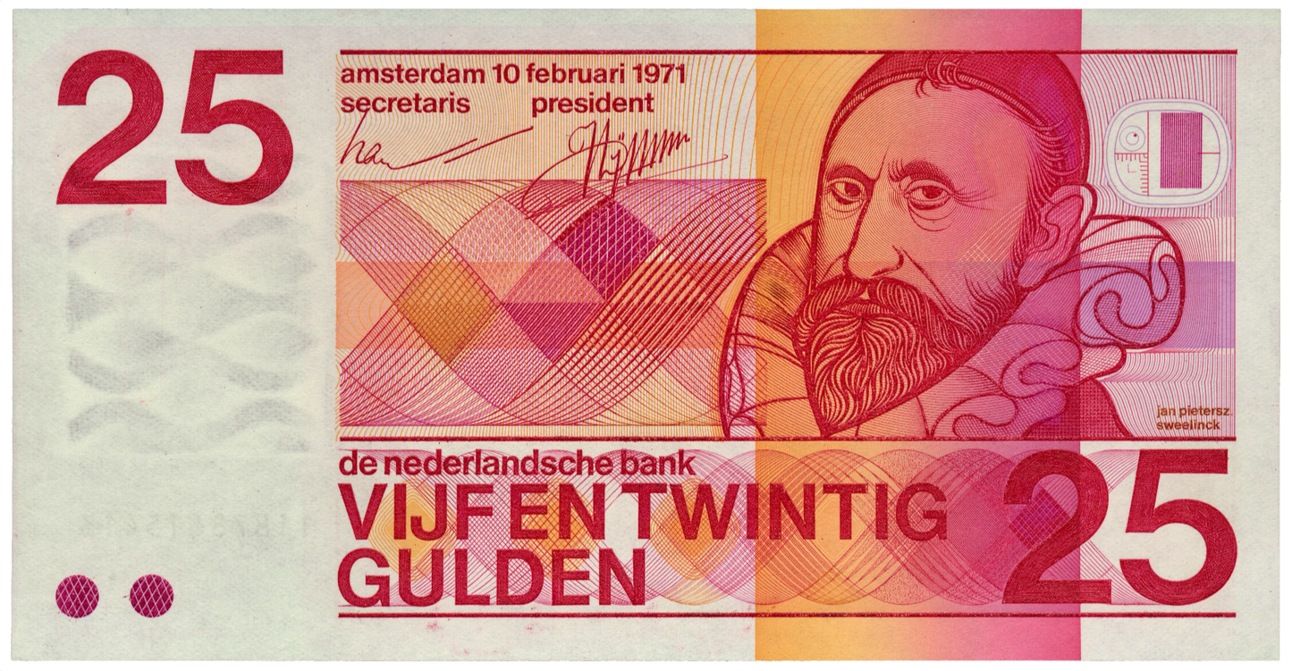 NETHERLANDS P.92b 1971 25 Guilden UNC