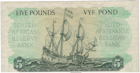 SOUTH AFRICA P.97a 1950 5 Pounds EF