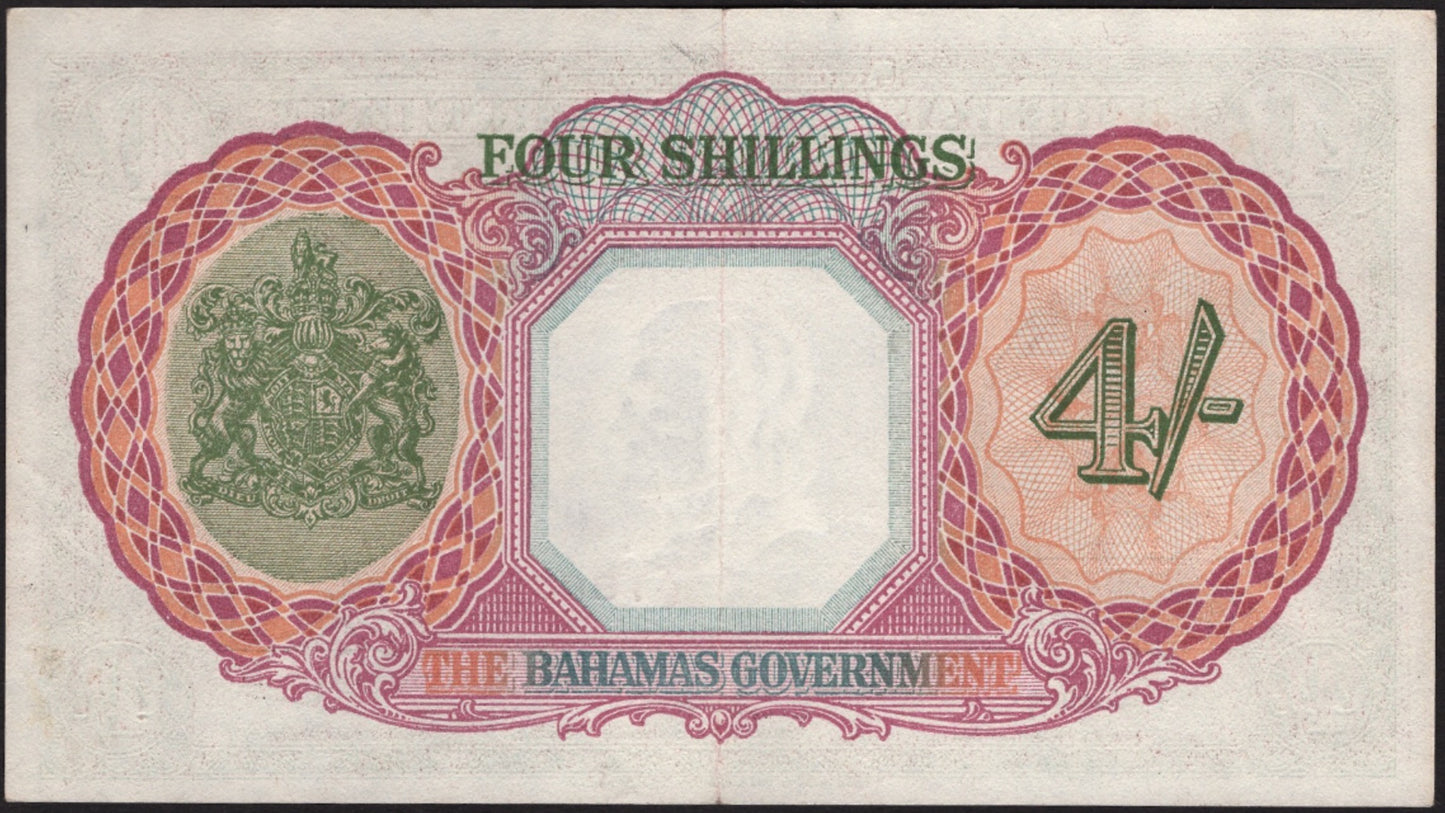 BAHAMAS P.9e 1947 4 Shillings NEF