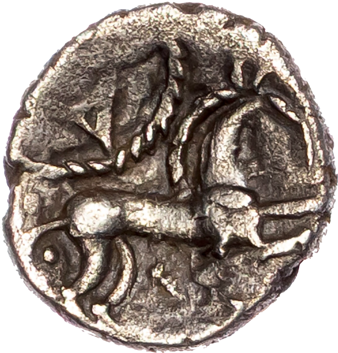 20BC - 10AD ICENI Silver Unit Moustache type S.434 ABC 1567 GVF