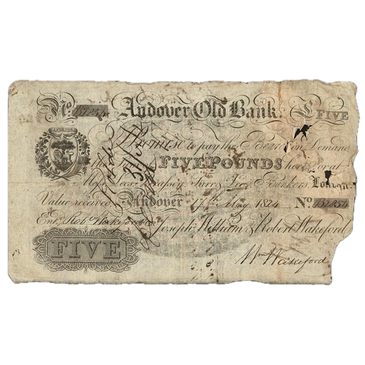 Andover Old Bank 1802 £5 banknote Fair Outing 36g