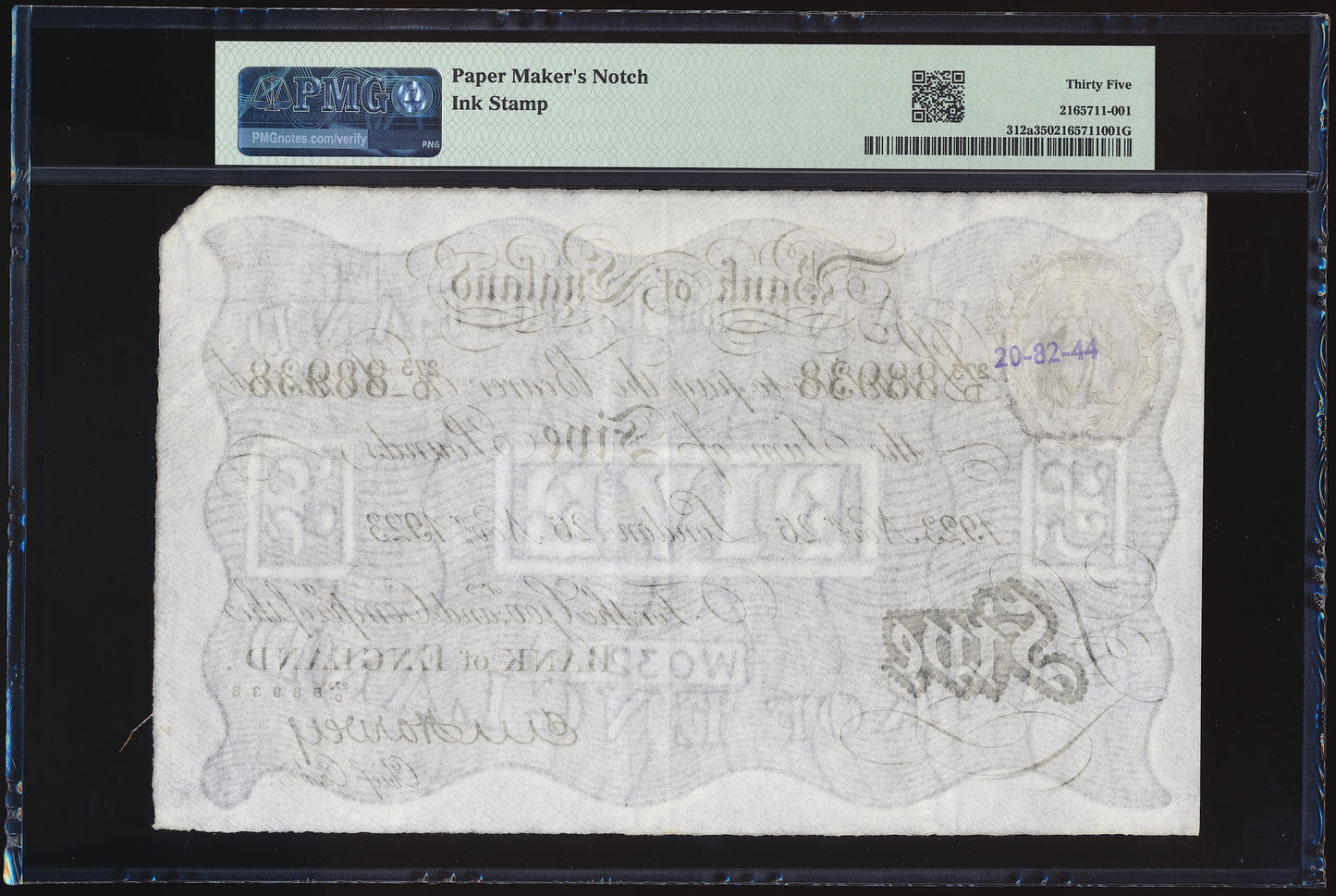 ENGLAND P.312a B209a 1923 Harvey £5 273D Choice VF35
