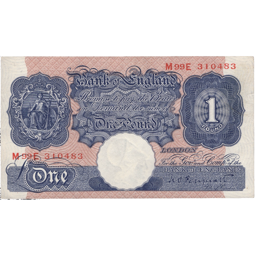 ENGLAND P.367a B249 1940-1948 Peppiatt £1 UNC