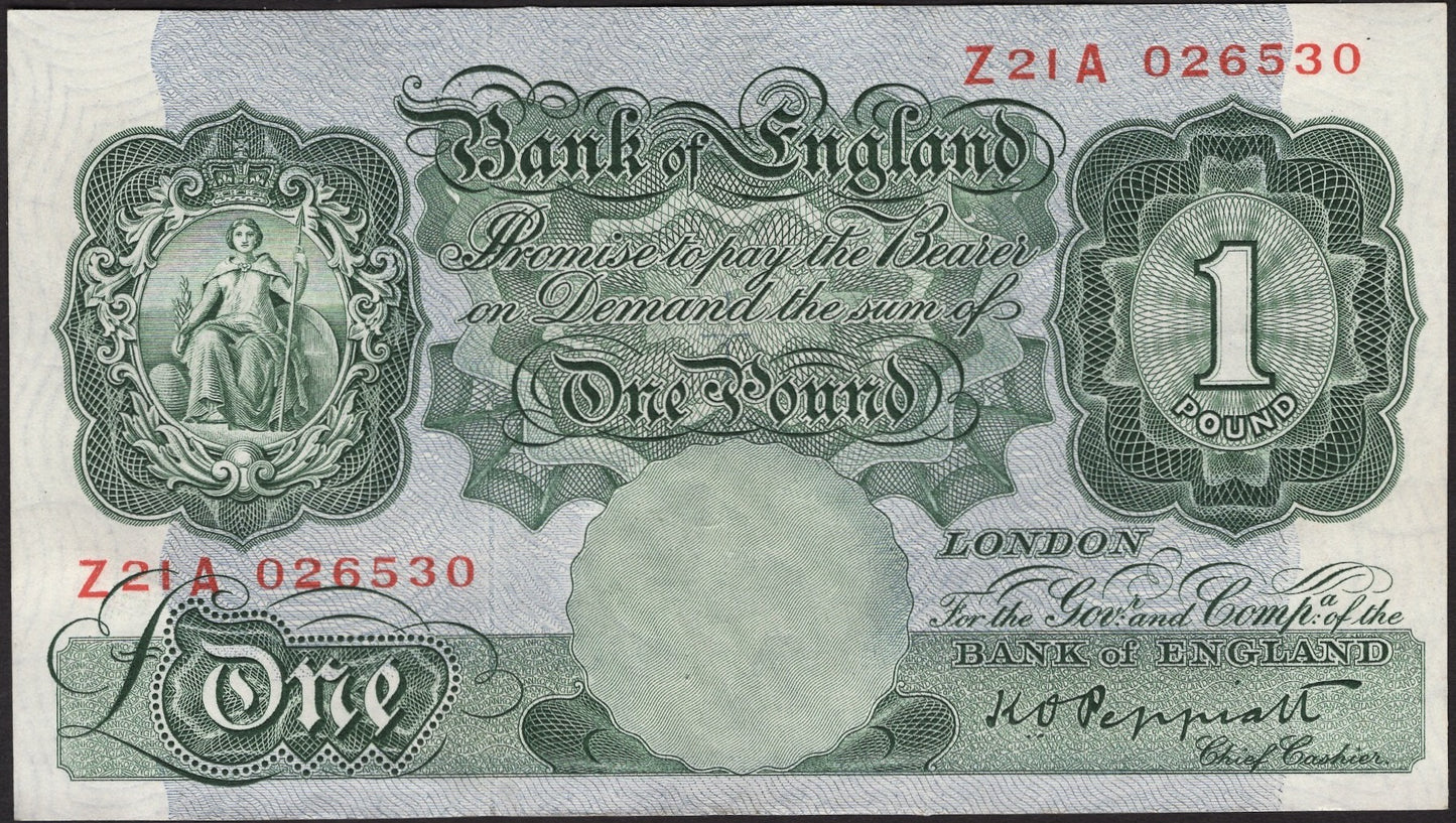 ENGLAND P.369a B260 1948-1949 Bank of England Peppiatt £1 AUNC
