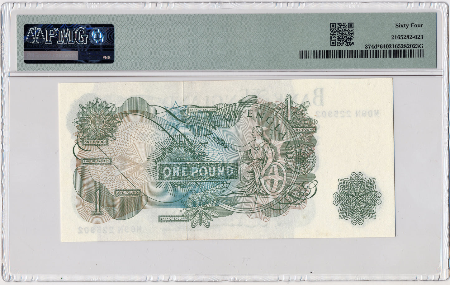 ENGLAND P.374d B293 1962-1966 Hollom Replacement £1 M09N Choice UNC 64