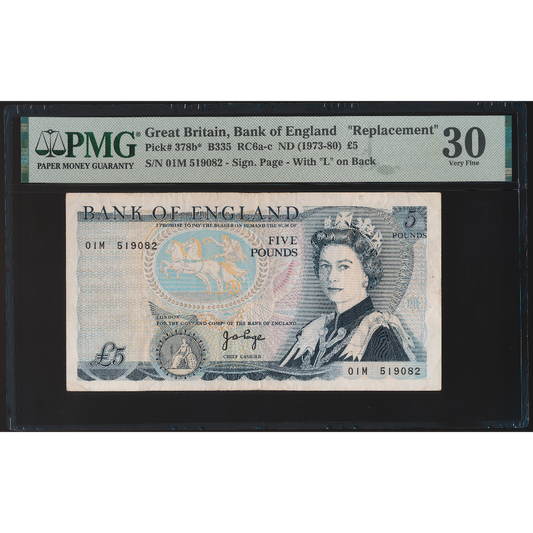 ENGLAND P.378b B335 1973-1980 First run Replacement Page £5 01M VF 30