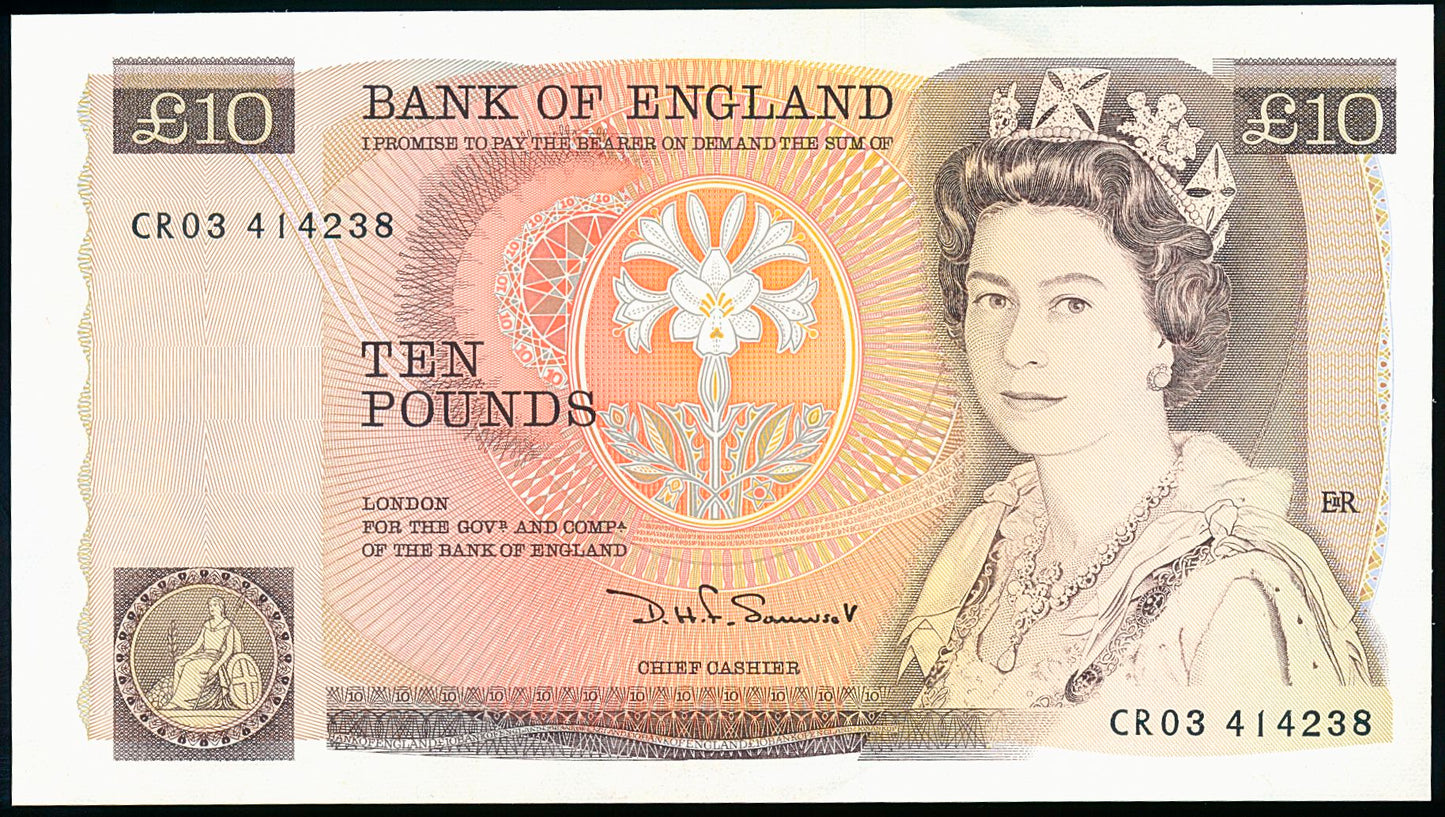 ENGLAND P.379c B348 1984-1986 Somerset £10 Last series UNC CR03