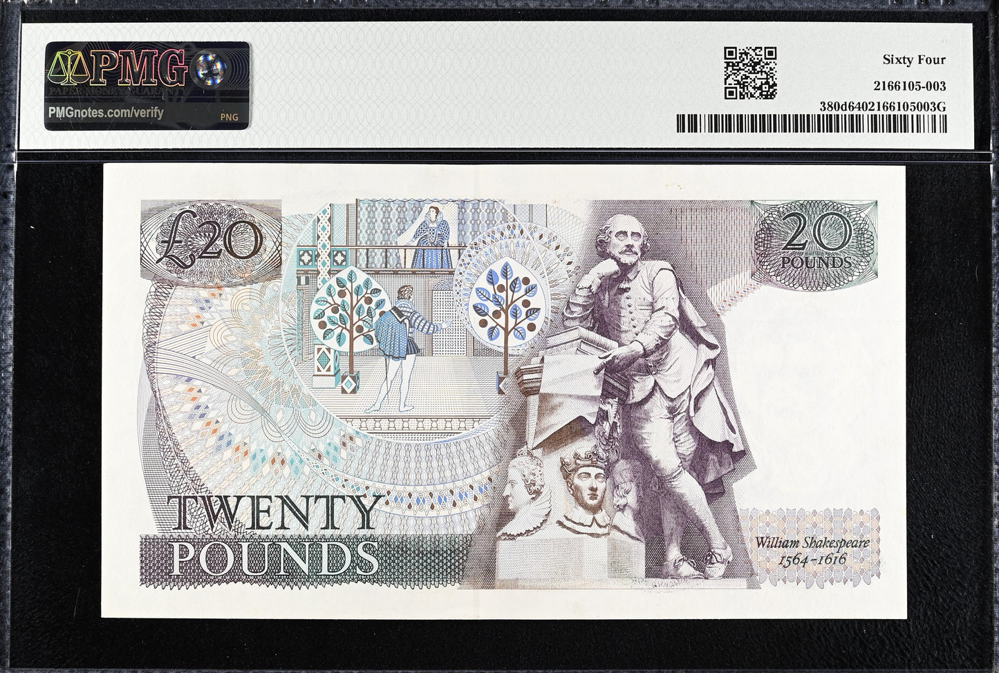 ENGLAND P.380d B351 1984-1988 Somerset £20 Choice UNC 64