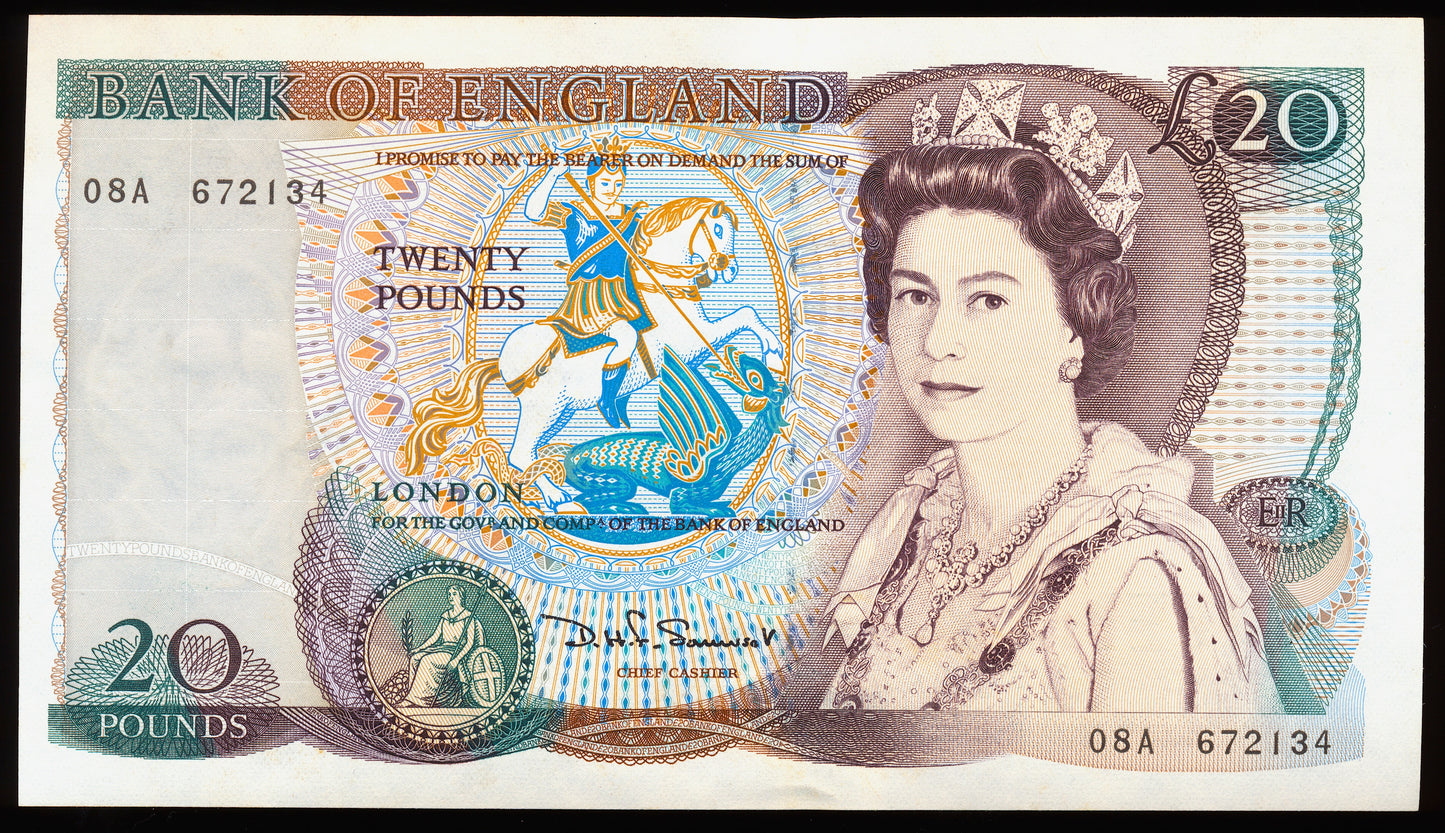 ENGLAND P.380d B351 1984-1988 Somerset £20 UNC 08A
