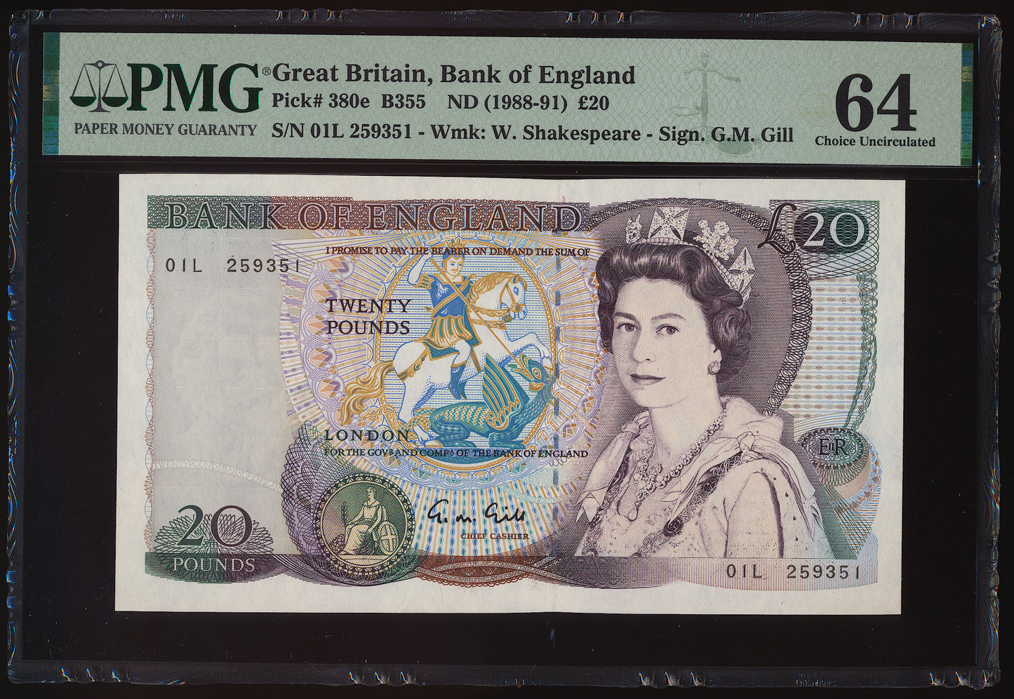 ENGLAND P.380e B355 Gill £20 First run 0IL Choice UNC 64