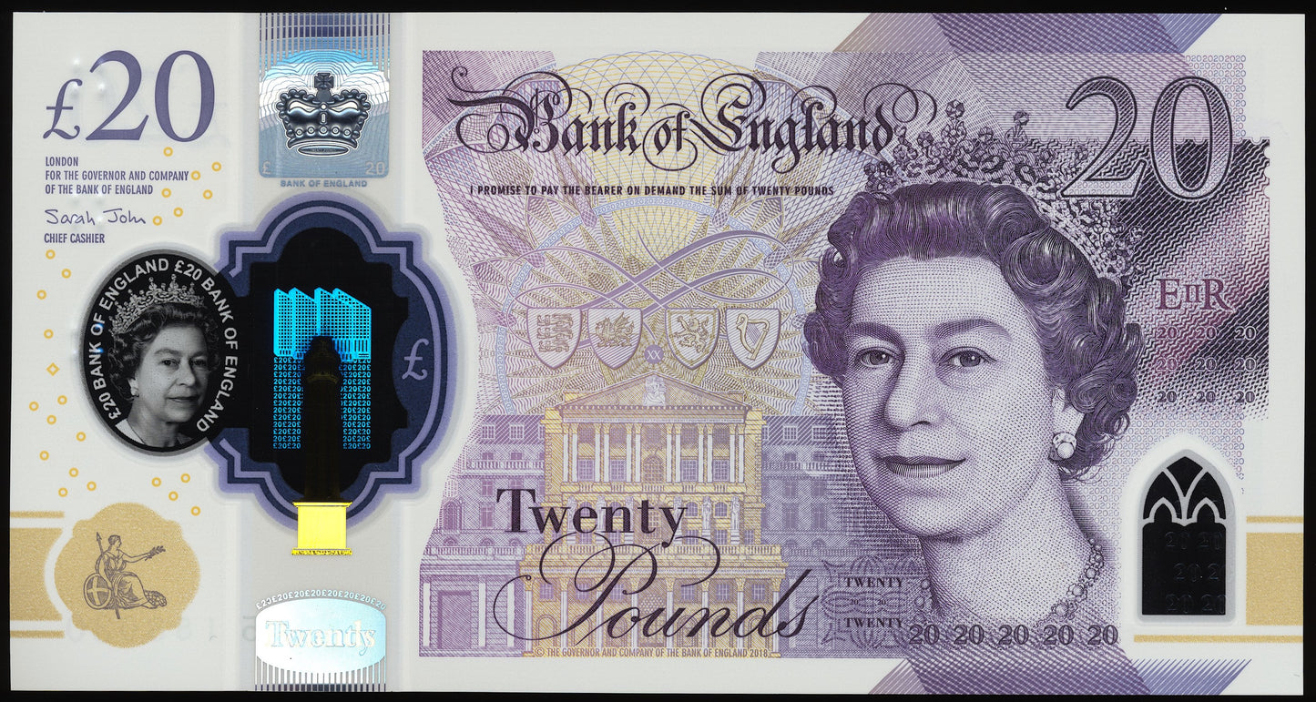 ENGLAND P.396a B416 2020- John £20 UNC BL55