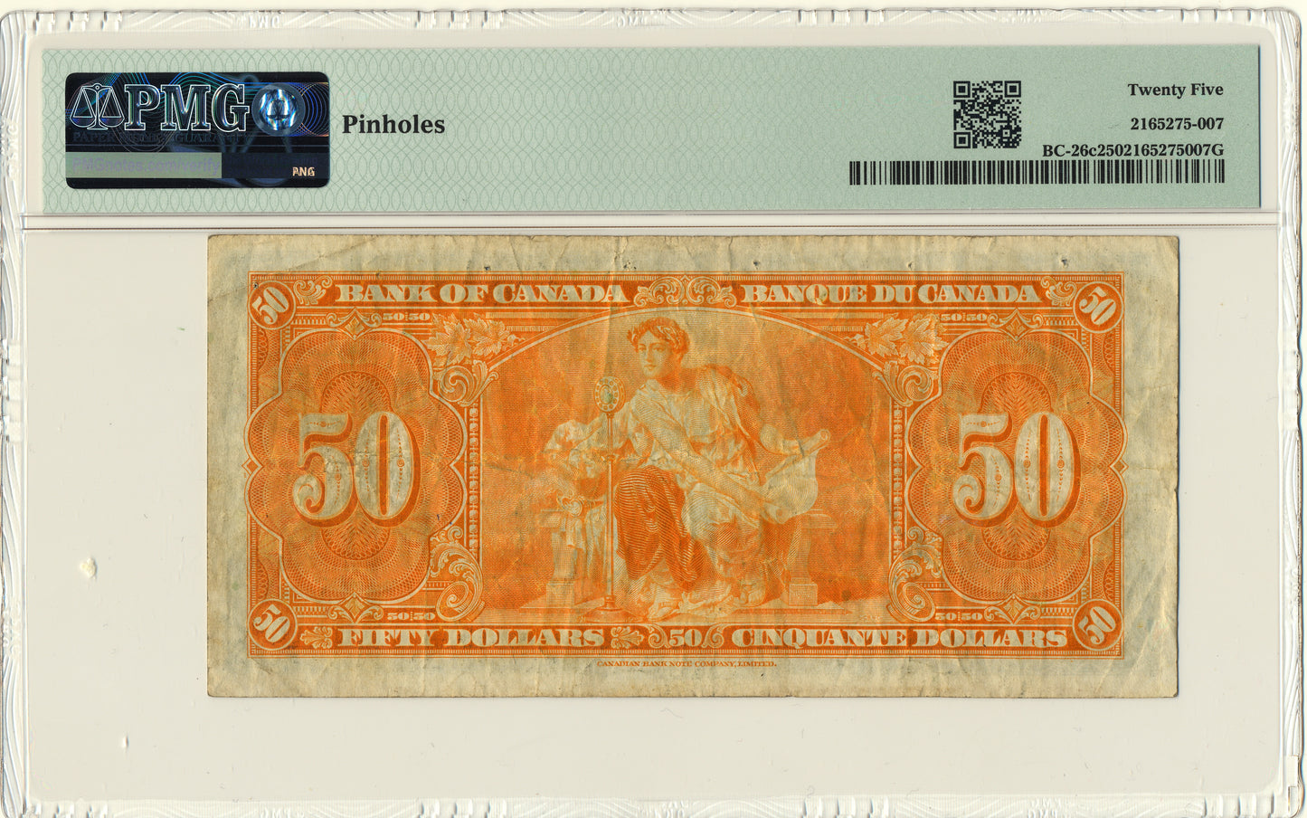 CANADA P.63c 1937 $50 Coyne, Towers VF 25