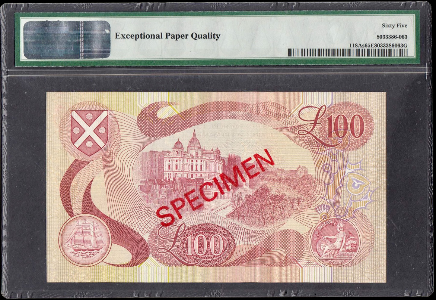 SCOTLAND P.118As SC175 1994 Bank of Scotland £100 Specimen GEM UNC 65EPQ