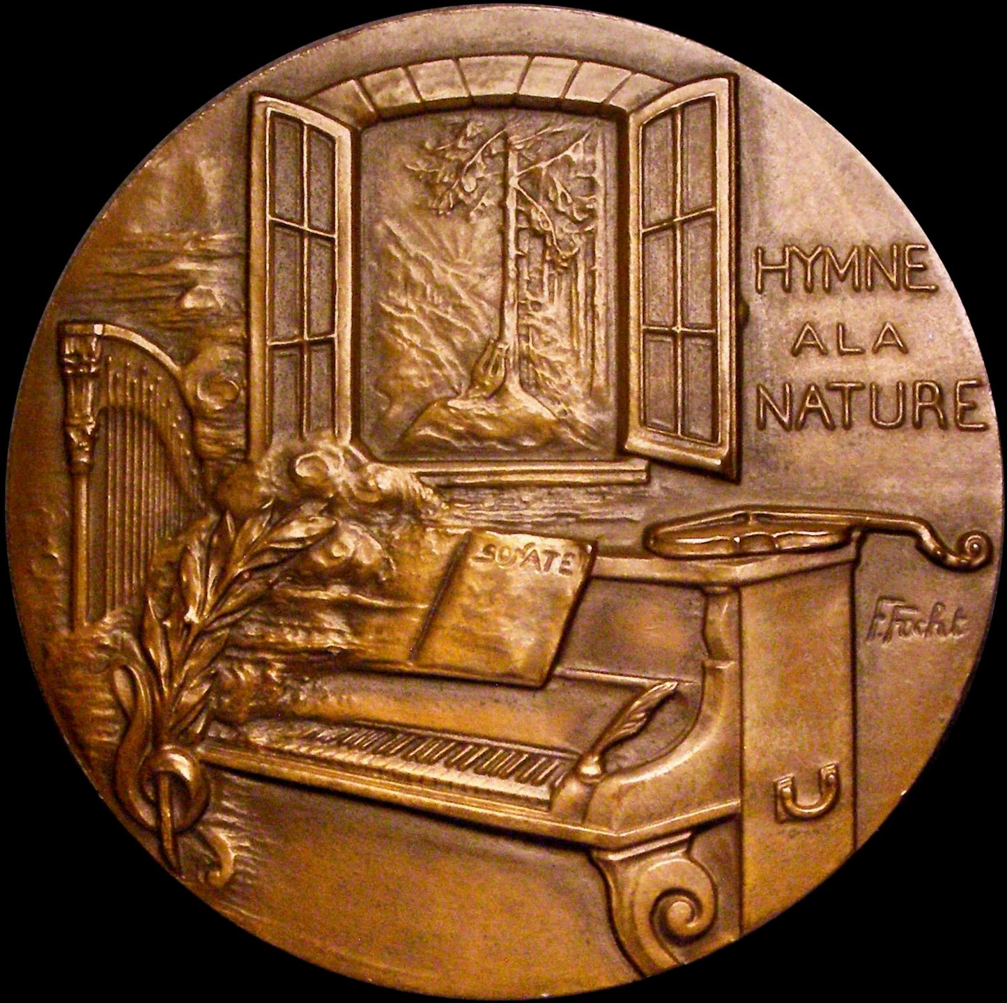 1930 (c.) FRANCE Ludwig von Beethoven 50mm bronze 'Hymn a la Nature' medal by F Focht