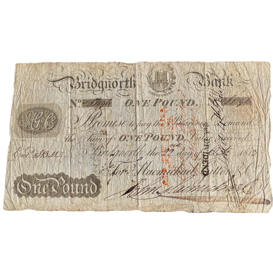 Bridgnorth Bank 1813 £1 banknote VG Outing 277a