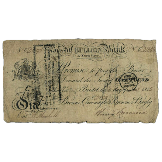 Bristol Bullion Bank 1825 £1 banknote F Outing 328a