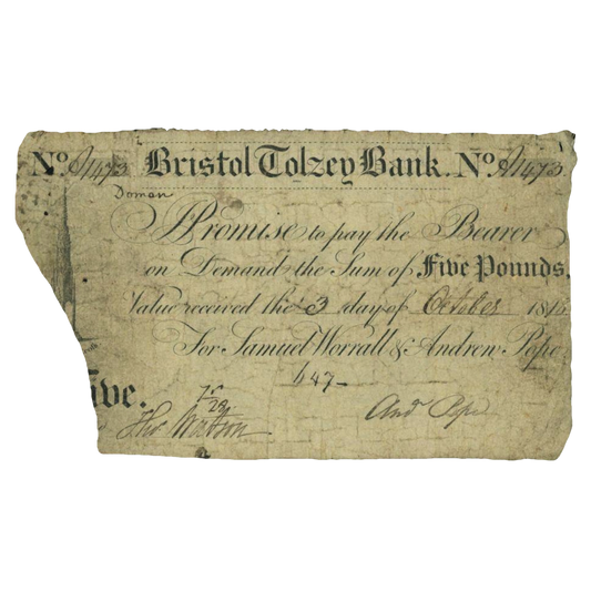 Bristol Tolzey Bank 1815 £5 banknote VG Outing 325g