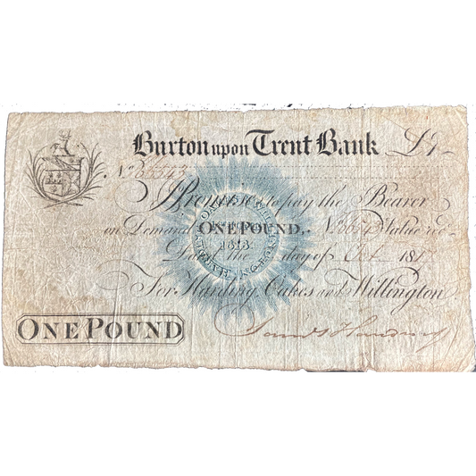 Burton upon Trent Bank 1817 £1 banknote Outing 373a