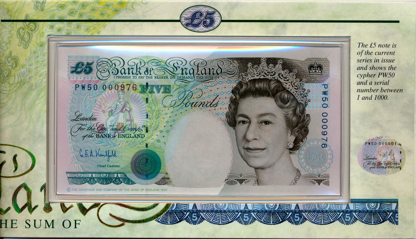 C130 1998 Debden presentation set Prince of Wales's 50th birthday £5 B364 (PW50) and £5 cupronickel-nickel crown