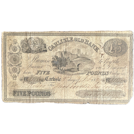 Carlisle Old Bank 1829 £5 banknote Outing 429b