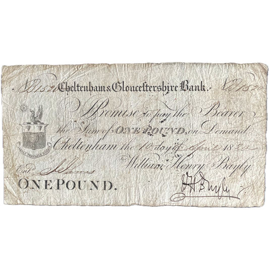 Cheltenham & Gloucester Bank 1820 £1 banknote Outing 489a
