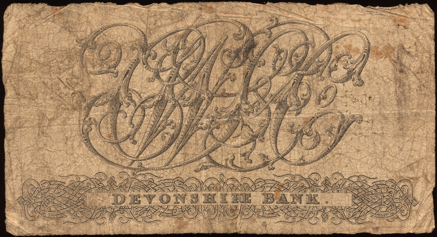 Devonshire Bank 1817 £1 banknote Outing 765a