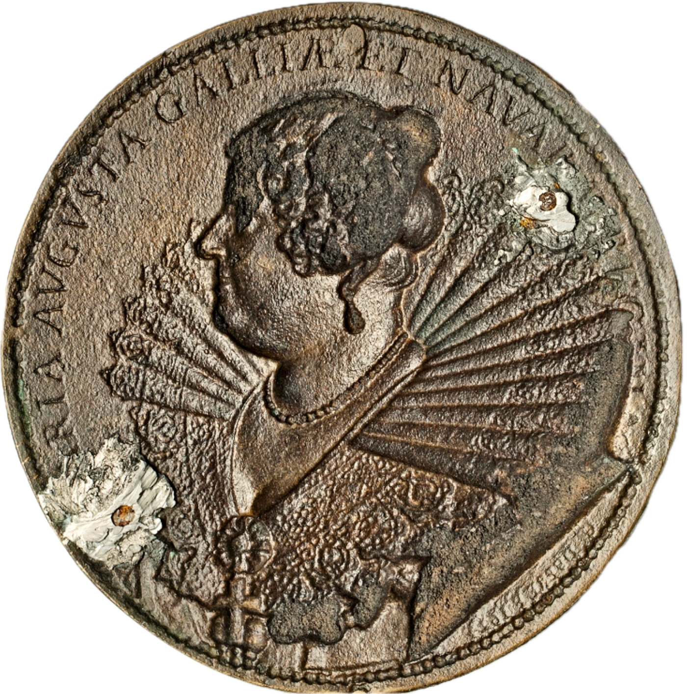 1833 FRANCE Maria of Navarre (1329-1347) 99mm cast bronze high relief uniface medal by Guillaume Dupré