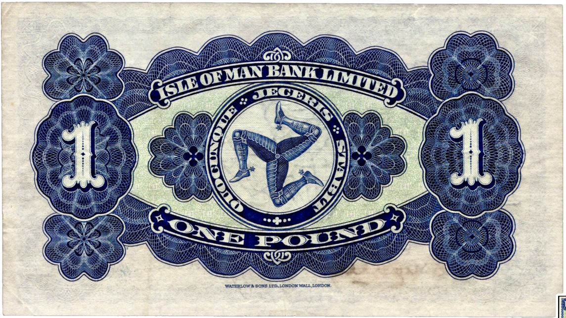 ISLE OF MAN P.6b IM3d 1953 Isle of Man Bank Ltd £1 GVF