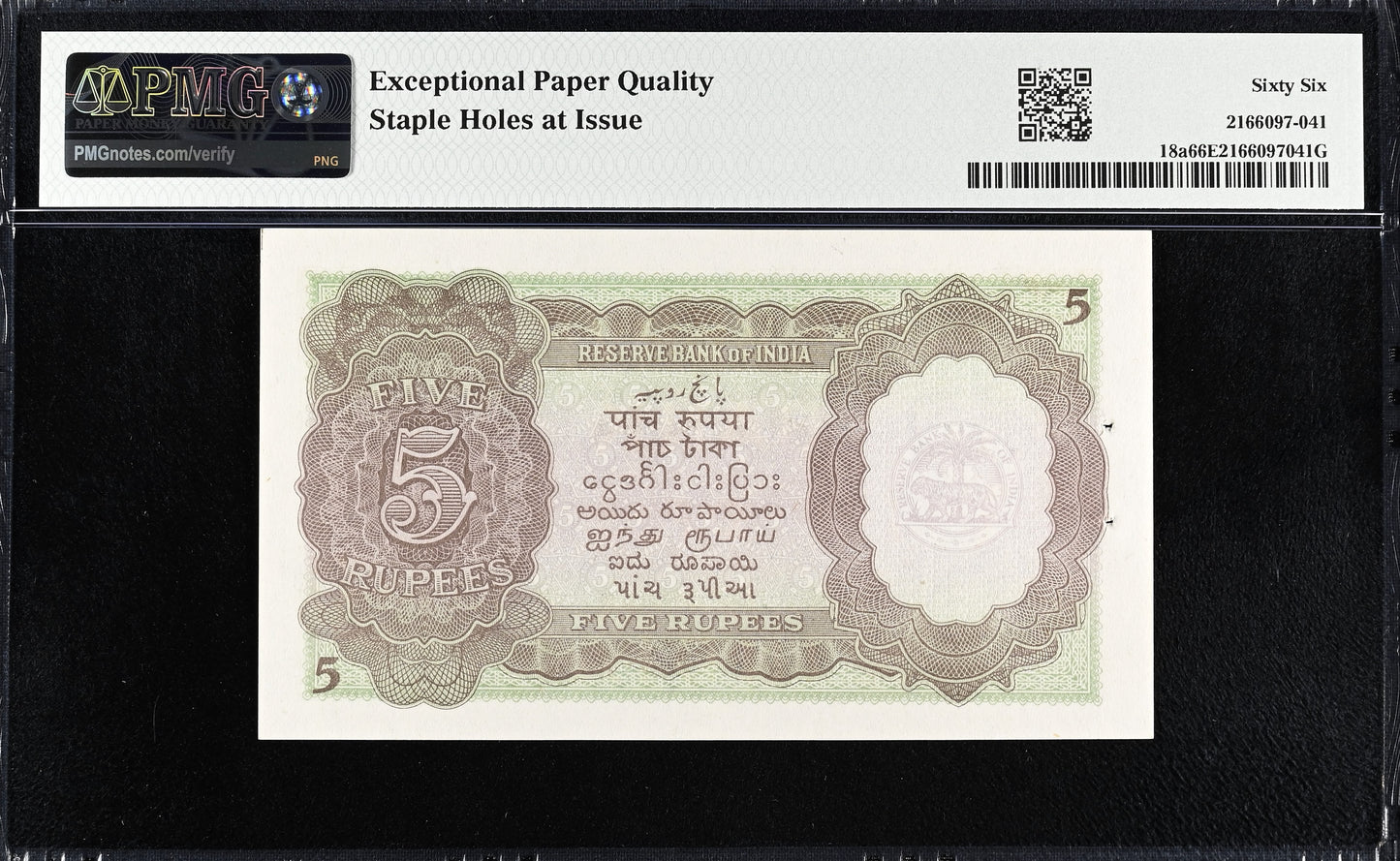 INDIA P.18a 1937 5 Rupees Gem UNC 66 EPQ