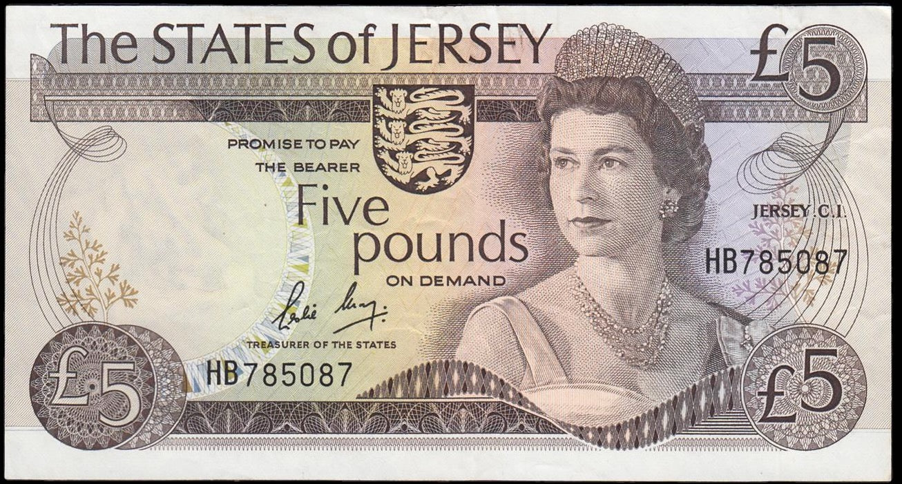 JERSEY P.12b JE22b 1983-1989 £5 UNC