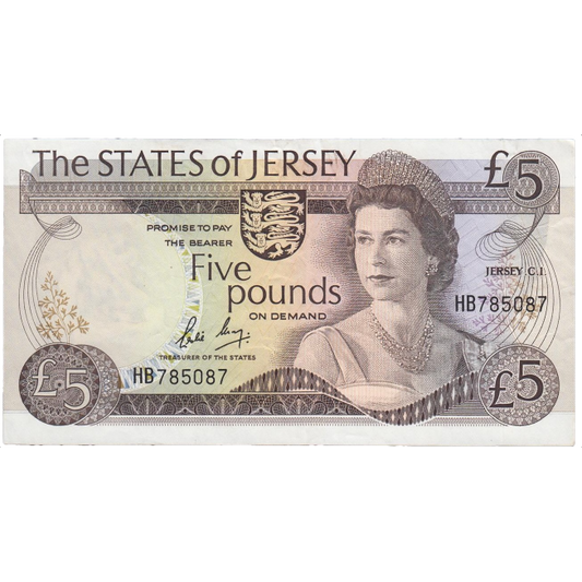 JERSEY P.12b JE22b 1983-1989 £5 UNC