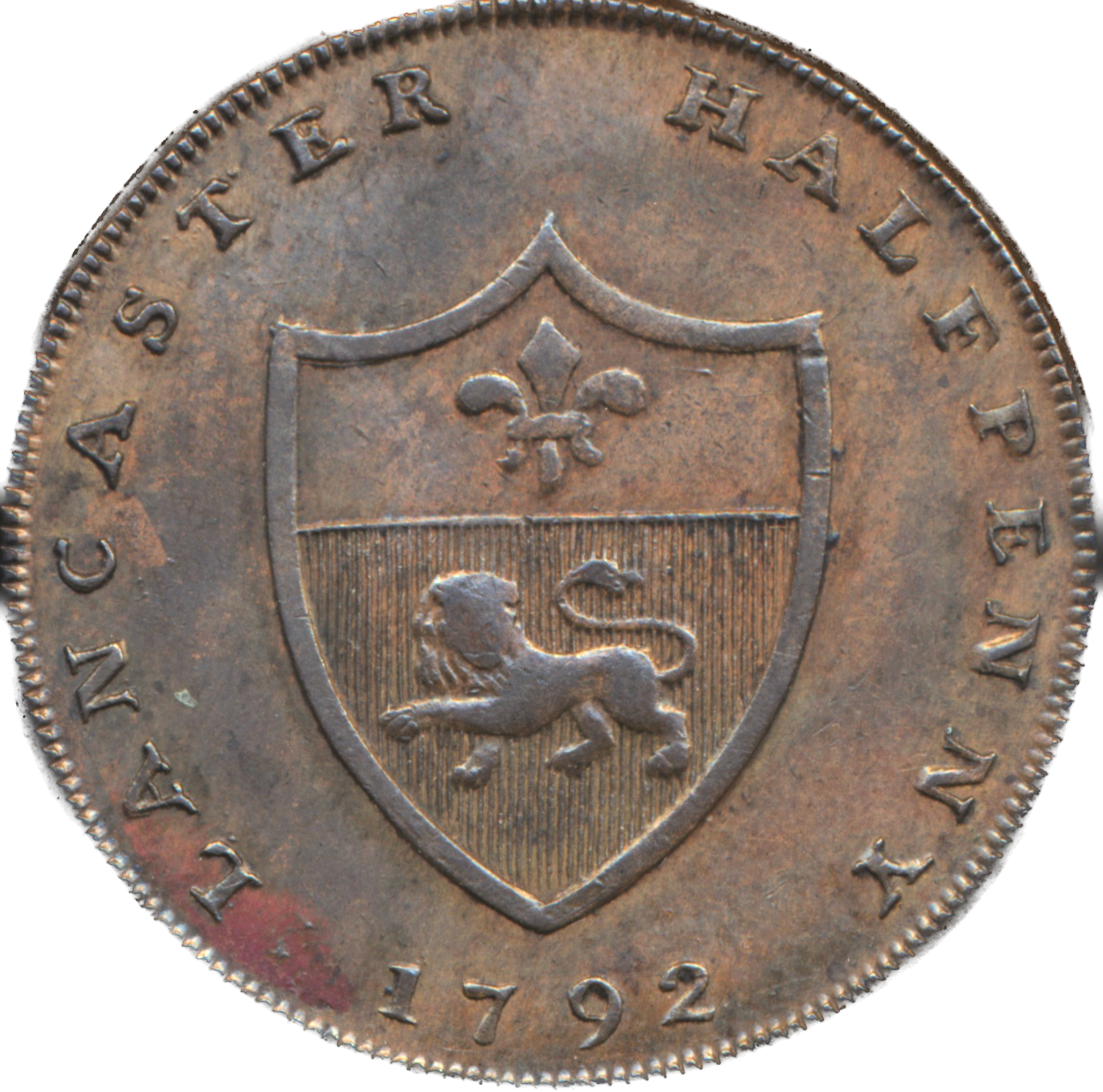 Lancashire D&H 31a Lancaster 1792 Conder Halfpenny