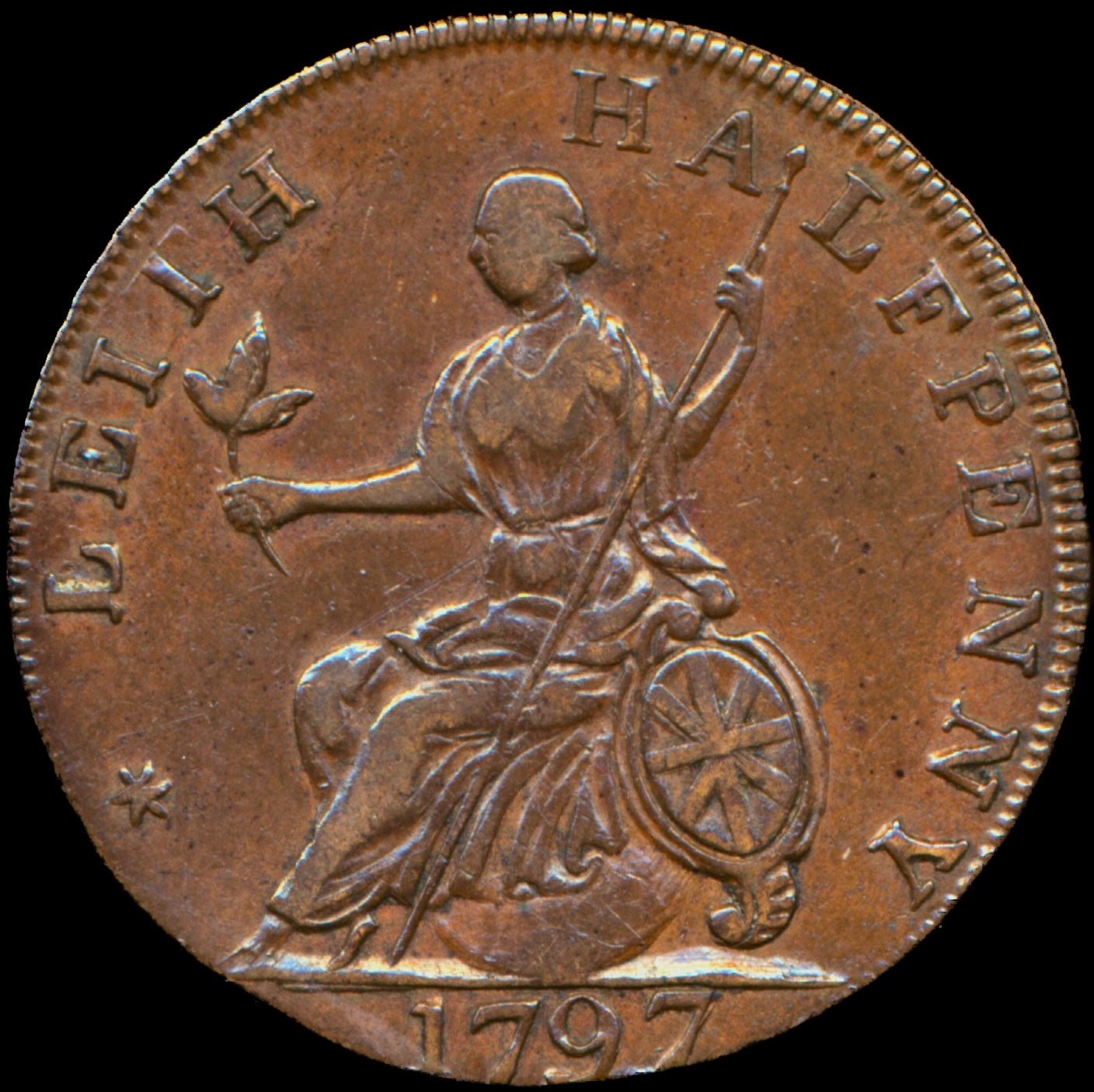 Lothian D&H 61 Leith 1797 Conder Halfpenny