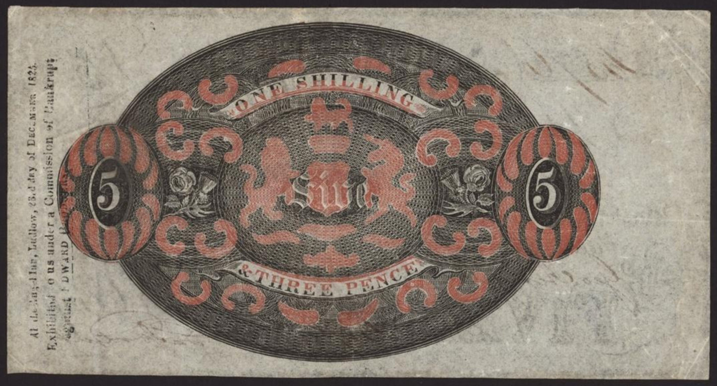 Ludlow Bank 1824 £5 banknote Outing 1293j