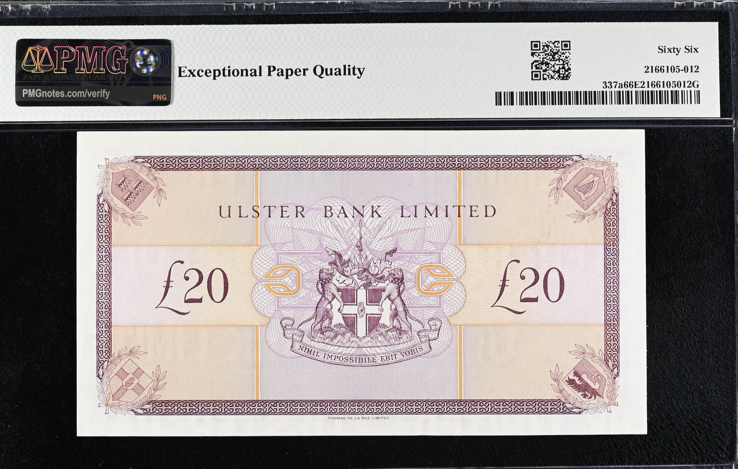 NORTHERN IRELAND P.337a NI835a 1996 Ulster Bank £20 Gem UNC 66 EPQ