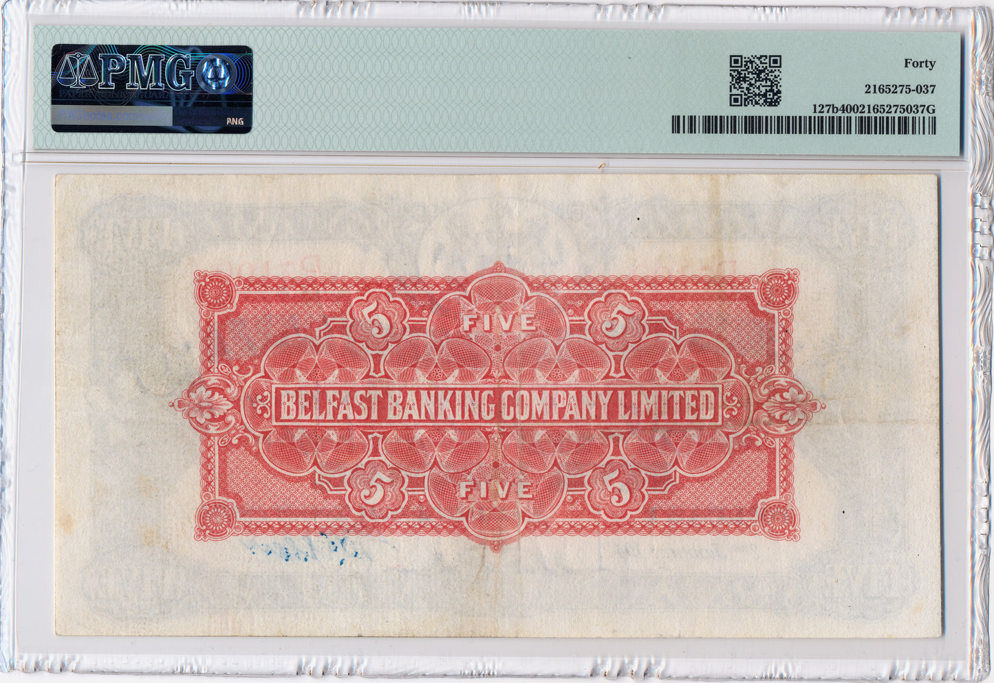 NORTHERN IRELAND P.127b NI302b 1942 Belfast Banking Company Limited £5 EF40