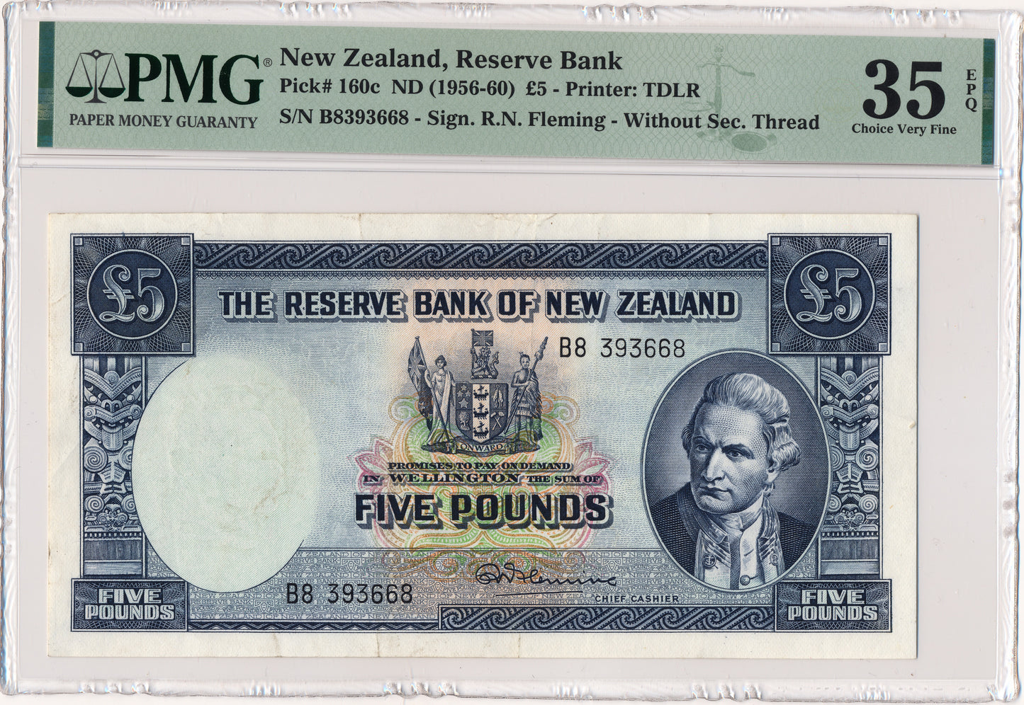 NEW ZEALAND P.160c 1956-1960 £5 Choice VF EPQ