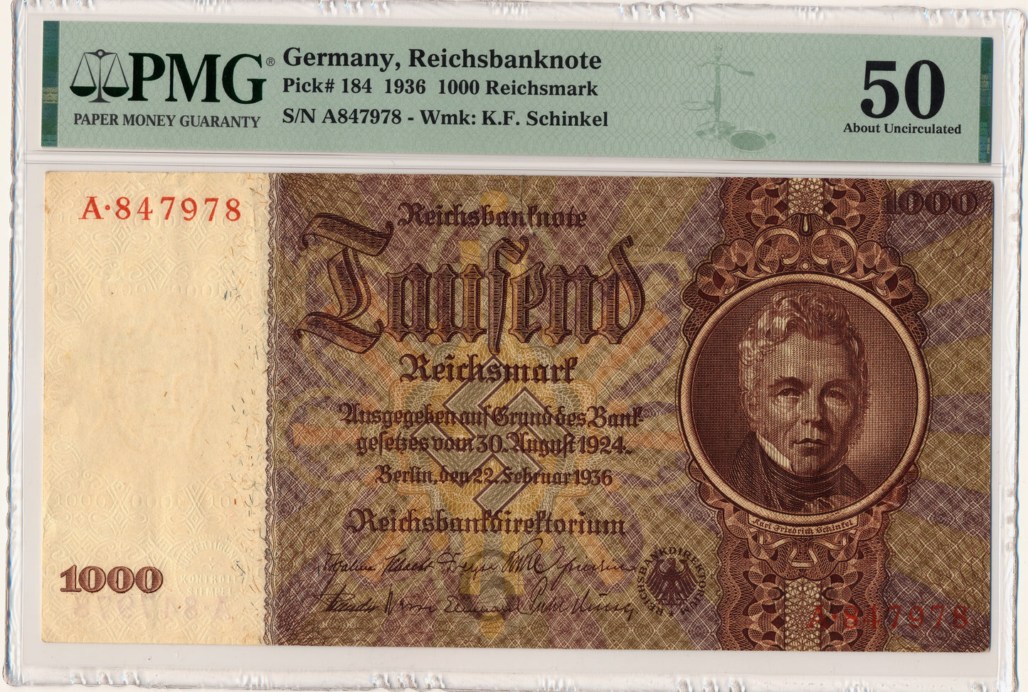 GERMANY P.184 1936 1000 Reichsmark AUNC