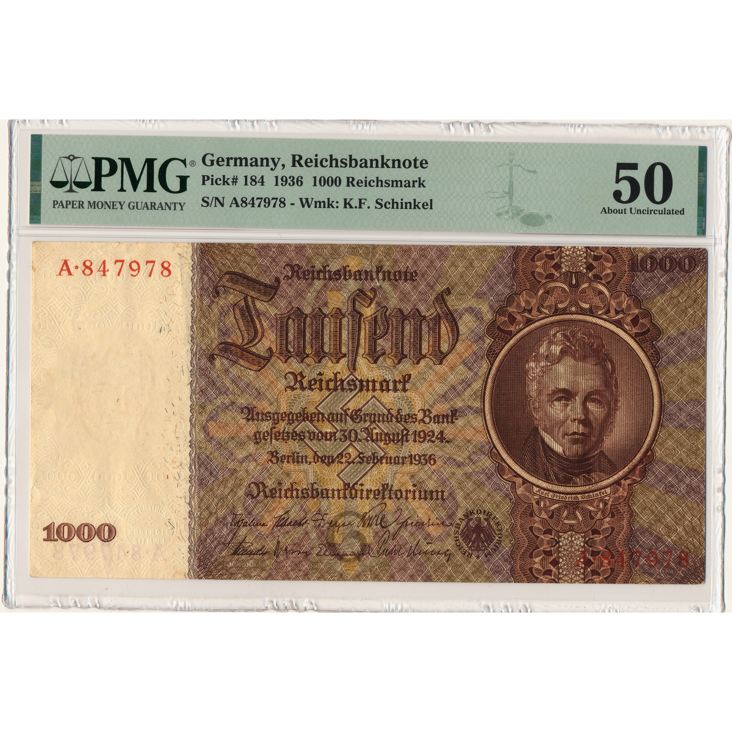 GERMANY P.184 1936 1000 Reichsmark AUNC