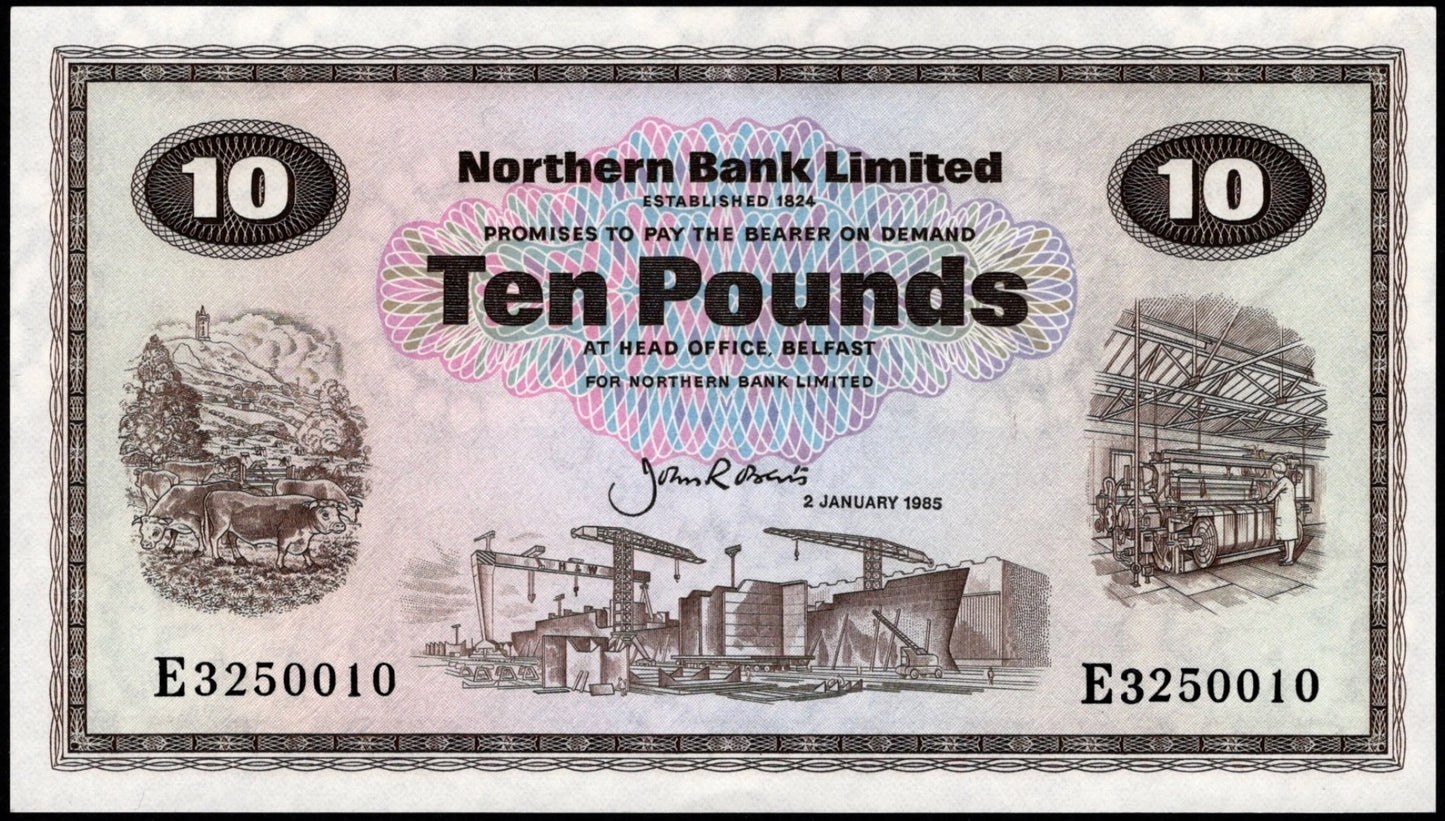 NORTHERN IRELAND P.189e NI624e 1985 Northern Bank £10 AUNC