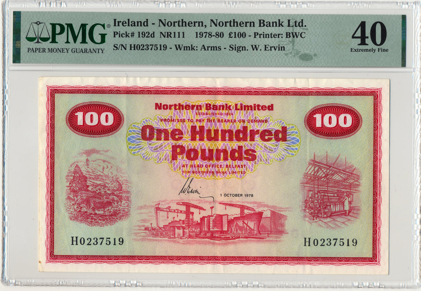 NORTHERN IRELAND P.192d NI653d 1978 Northern Bank £100 EF 40