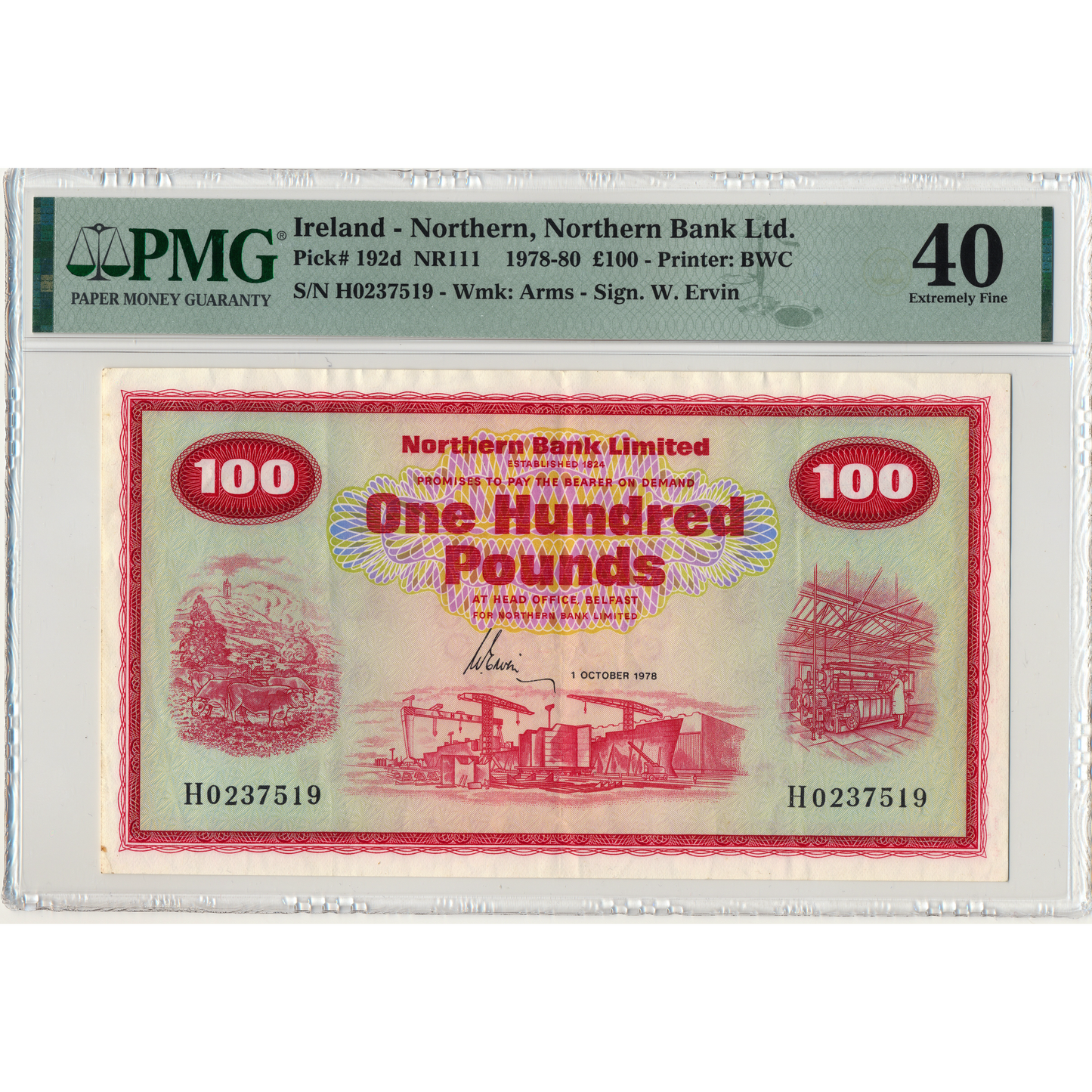 NORTHERN IRELAND P.192d NI653d 1978 Northern Bank £100 EF 40