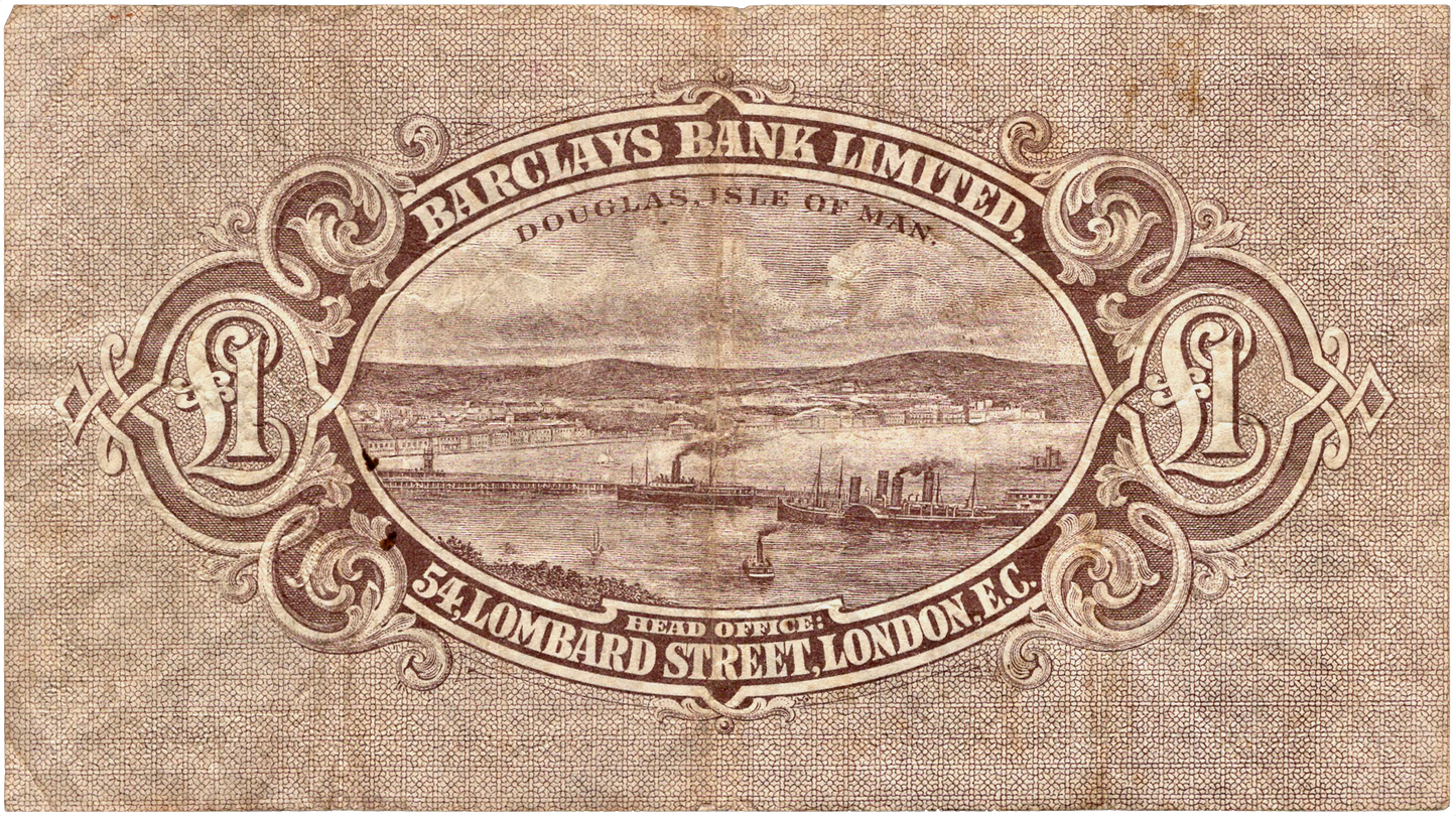 ISLE OF MAN P.1c IM16e Barclays Bank 1956 £1 AVF
