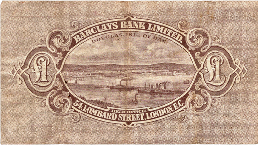 ISLE OF MAN P.1c IM16e Barclays Bank 1956 £1 AVF