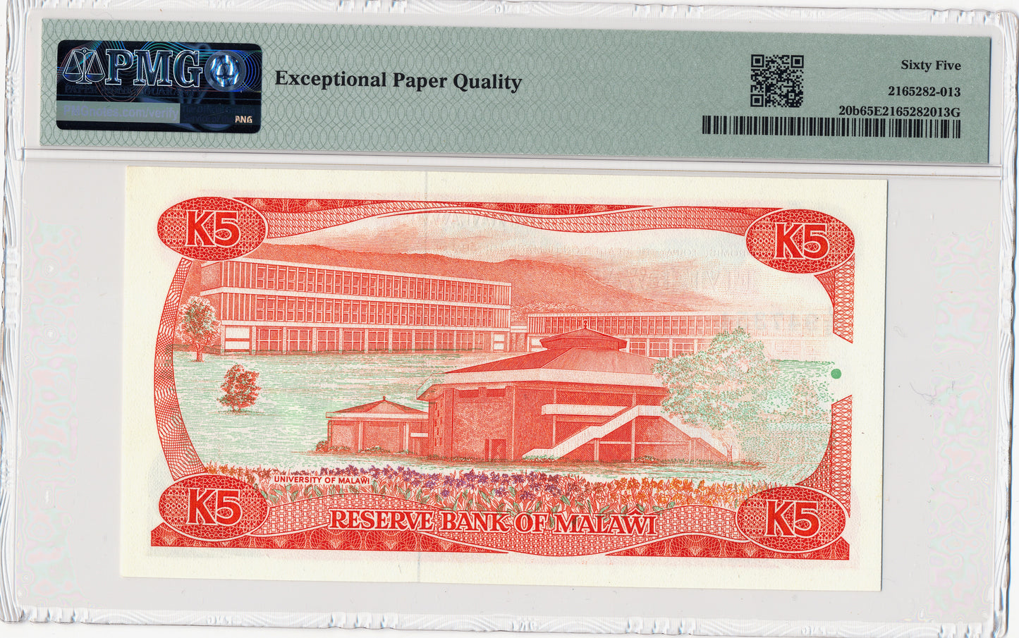 MALAWI P.20b 1988 5 Kwacha Gem UNC 65 EPQ