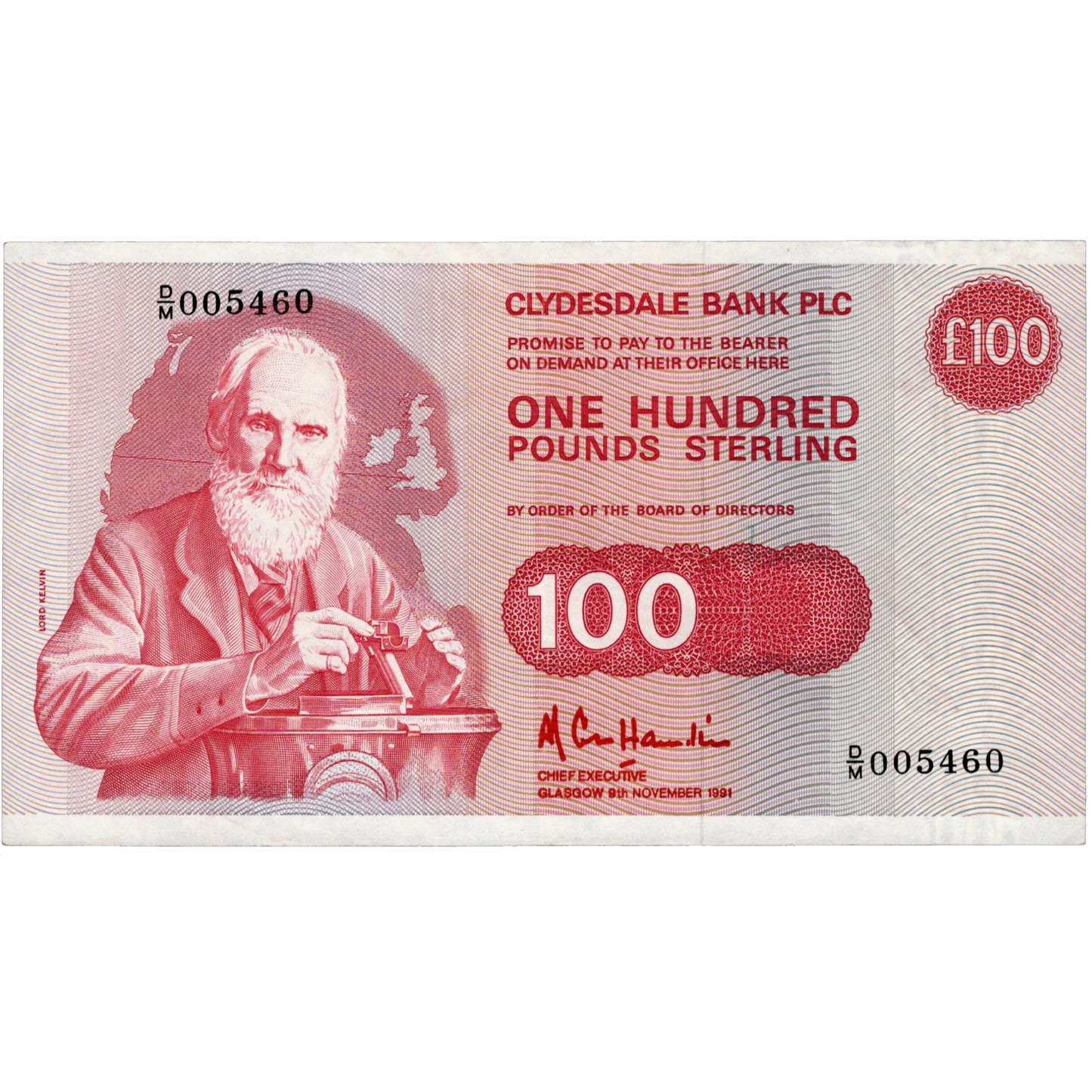 SCOTLAND P.217b SC371b 1991 Clydesdale Bank £100 D/M AUNC