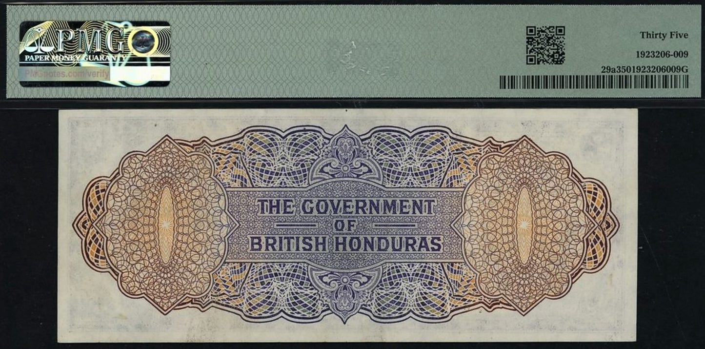 BRITISH HONDURAS P.29a 1953-1958 2 Dollars Choice VF 35