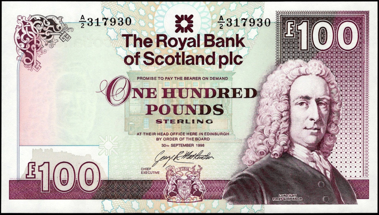 SCOTLAND P.350b SC882b 1998 Royal Bank of Scotland £100 A/2 UNC